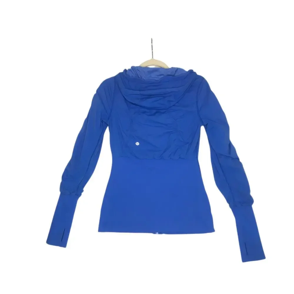 LULULEMON Dance Studio Reversible Full Zip Hooded Jacket III Sz 8 Blue Athletic